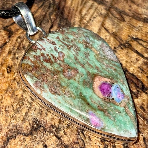 Teardrop Ruby Fuchsite Pendant 2 1/4” - Picture 10 of 11